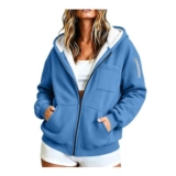Fleece-Lined Zip-up Hoodie, Womens Oversized