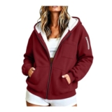 Fleece-Lined Zip-up Hoodie Womens Oversized Warm