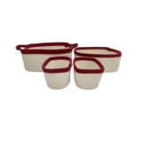 Flexi Storage Living Red Trim White Polyester Nestable Storage Basket