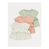 Floral Lemon Prints Peplum Tops 3 Pack
