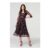 Floral Semi Sheer Ruched Midi Dress in Black