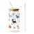 FloralGrace Dachshund Bats Glass Mug, 500ml with Lid and Straw