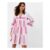 Flute Sleeve Jacquard Shimmer Mini Dress Pink