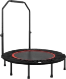 Foldable Fitness Trampoline for Adults – Max 400lbs Capacity, Steel Frame Exercise Rebounder with Adjustable Handrail, Indoor Outdoor Mini Trampoline for Home Gym Workout