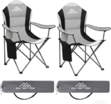 Folding Camping Chair High Back Padded with Cup Holder Side Pocket Portable – Thinkprice (UK Mainland)