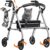 Folding Rollator Walker with Seat for Seniors, 4 Wheel Mobility Walker