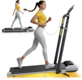 Folding Walking Pad with 12% Incline, Treadmills for Home Foldable with Handles (Adjustable Height & Tilt Angle), 2.5HP Under Desk Treadmills, 12 KM/H Running Machines for Home, Remote & APP Control