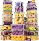 Food Storage Containers, 30-Pack Airtight Rectangular Round Mixed Set 4-Clip Locking Lids Reusable Labels & Marker Microwave Dishwasher Safe Kitchen Pantry Meal Prep