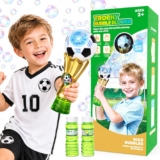 Football Bubble Machine for Kids Toddlers, Automatic Bubble Blower with Music & Lights, Anti-Leak Bubble Maker with 2x115ml Solution, Outdoor Indoor Garden Party Toys Gifts for Boys Girls Age 3-8
