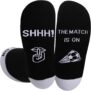 Football Fans Gift Socks 6-12, Novelty Funny Birthday Gifts for Men Women Teenagers, Valentines Day Gifts for Him Shhh The Match Is On Socks