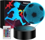 Football Gifts for Boys Boys First Football Night Light Gifts, 3D Illusion Football Lamp with 16 Colors Change by Remote Control, 5 6 7 8 9 10 Year Old Boy Birthday Gifts, Room Decor