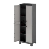Form Links 4 Shelf Black & Grey Plastic Tall Utility Storage Cabinet (H)182cm x (W)65cm x (D)45cm (free C&C)
