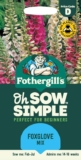 Fothergills Oh Sow Simple, Foxglove Mix Flower Seeds, Sow: Feb-Apr, Purple/Pink/White