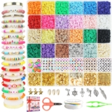 Fournine 6800 Pcs Clay Beads Friendship Bracelet Making Kit Preppy Flat Polymer Heishi Beads Set for Jewellery Making Kit with Letter Bead and Charms, DIY Craft Gifts for Teen Girls