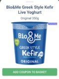 Free Bio&Me Greek style kefir original 350g with Tesco Clubcard price and GreenJinn cashback