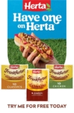 Free Herta Frankfurter Classic 10-pack, Jumbo 4-pack, or Chicken 10-pack – 100% cashback via Hashting – 2500 to claim