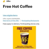 Free McDonalds Hot Coffee via McDonalds App Only (Participating stores only / fees apply)