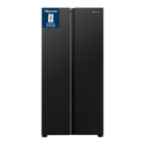 Fridgemaster MS83430EB Freestanding Slim American Side by side Door Fridge Freezer 441L – voucher, black/white