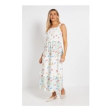 Frill Detail Floral Tiered Printed Poplin Maxi Dress