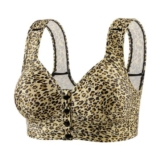 Front-Closure Non-Wired Wireless Bra Leopard Print Push-up Beige 40
