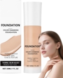 Full Coverage Color Changing Foundation for Mature Skin,Liquid Foundation,Makeup Colour Match Foundation with Hydrating Concealer,Coverage Cream Foundation Waterproof,Skin Light Tint Foundation,02