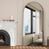 Full Length Mirror 180x80cm Arched Mirror Full Body Black Standing Arch Floor with Stand Hanging or Leaning Against Wall for Bedroom Entry, Living Room