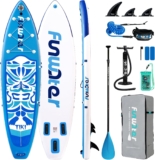FunWater TIKI Inflatable Stand Up Paddle Board SUP for All Skill Levels Everything Included with Stand Up Paddle Board, Paddle, Pump, ISUP Travel Backpack, Leash, Fins