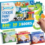 Funcils Paint by Sticker Book for Kids Age 4-8, 30 Colour Sticker by Number