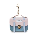 FuninCrea Floral Cotton Coin Purse with 2 Zipper Pockets (Pink)