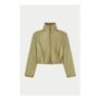 Funnel Neck Balloon Hem Faux Leather Jacket
