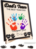 Funnli Dad Birthday Gifts, 10 Handprint Kit Dad Gifts, DIY Family Keepsake Wood Frame Present for Daddy, Personalised Christmas Birthday Anniversary Fathers Day Gifts for Dad