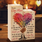 Funnli Mum Gifts, Wooden Heart Shaped Candle Holder Gifts for Mum, Presents for Mummy on Christmas Xmas Birthday Mothers Day from Daughter Son