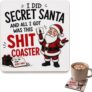 Funny Secret Santa Gifts for Women & Men, Wooden Christmas Coasters