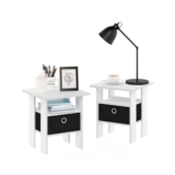 Furinno ANDREY 2-Piece Side Tables with Storage Bin Steam Beech/Black