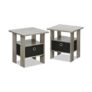 Furinno ANDREY 2 Side Tables with Storage Bin, French Oak
