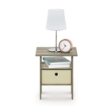 Furinno Andrey Side Table with Storage Bin, Sonoma Oak