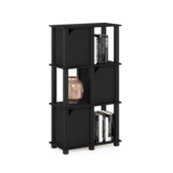 Furinno Brahms 4-Tier Storage Shelf, 3 Doors, Black Oak/Black