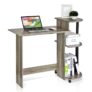 Furinno Compact Computer Desk, Study Desk with Shelves, French Oak/Black