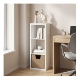 Furinno Cubicle 3-Cube Thick-Frame Reversible Bookcase Open Back White