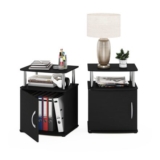 Furinno JAYA 2-Piece Side Tables, 2-Tier Shelf with Cabinet