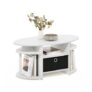 Furinno JAYA Oval Side Table with Storage Bin, White