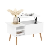 Furinno Jensen Lift-Top Coffee Table with Hidden Storage, White