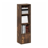 Furinno LUDER 4-Tier Bookshelf with Door Cabinet, Amber Pine