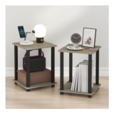 Furinno Simplistic Nightstand Set of 2, 2-Tier, French Oak