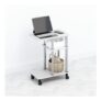 Furinno TOMI 3-Tier C-Shape Side Table, Wheels, White Oak/Stainless Steel