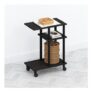 Furinno TOMI 3-Tier C-Shape Side Table with Wheels, Espresso/Black
