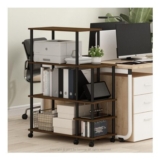 Furinno TURN-N-TUBE Printer Stand, 4-Tier Open Frame with Casters, Walnut