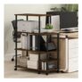 Furinno TURN-N-TUBE Printer Stand, 4-Tier Open Frame with Casters, Walnut