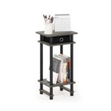 Furinno Turn-N-Tube Tall End Table with Bin French Oak Grey/Black