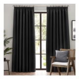 Furn. Dawn Black Blackout Pencil Pleat Curtains 168 X 229cm